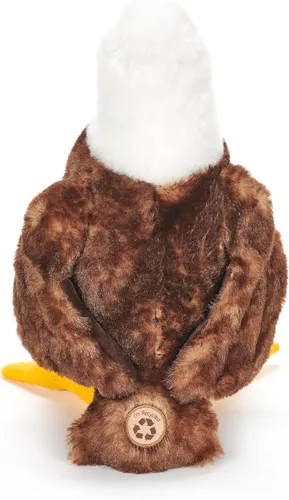Vista 4 de The Petting Zoo Peluche de águila calva, regalos para niños, animales salvajes del zoológico Onez, juguete de peluche de águila calva de 12 pulgadas