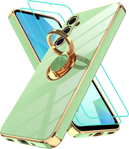 Vista 349 de Funda para Motorola Moto G 5G 2024: Funda Moto G Play 5G 2024 con 2 piezas de protectores de pantalla, soporte de anillo de rotación de 360°