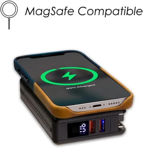 Vista 6 de Funda de teléfono delgada de cuero Wilken compatible con iPhone 15 Compatible con MagSafe y carga inalámbrica Cubierta de cuero de grano Negro