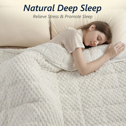 Vista 3 de Mr. Sandman Mantas con peso para adultos, tamaño matrimonial, 10 libras, manta cálida de forro polar Sherpa para dormir y calmar, manta de cama