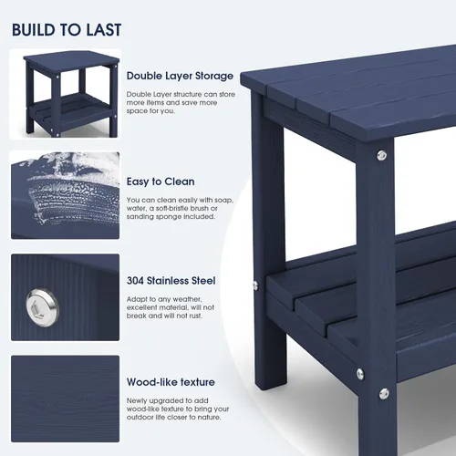 Vista 5 de KINGYES Mesa auxiliar doble, mesa auxiliar Adirondack, color azul marino