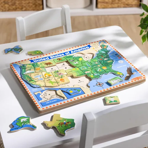 Vista 9 de Melissa & Doug – EE. UU. Mapa – Puzzle de rompecabezas de madera de sonido con efectos de sonido (40 Pcs)