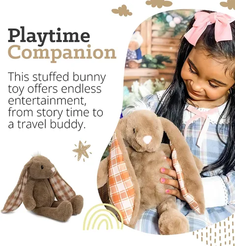 Vista 2 de Peluche de Animal de Conejo de Pascua Plushible, 18 pulgadas (Marrón) - Juguete de Peluche Suave Bordado para Niños, Recién Nacidos, Niños y Niñas