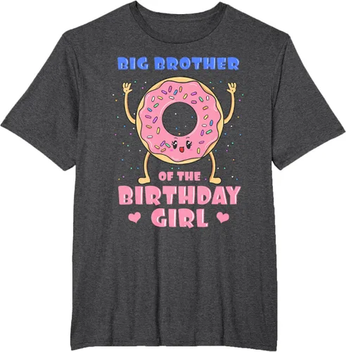 Vista 23 de Big Brother Of The Birthday Girl Donut Bday Party Bro Sib Camiseta, Negro, S