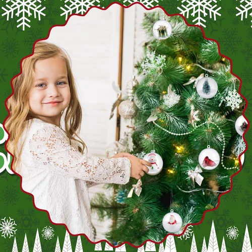 Vista 7 de Sratte 24 bolas de adornos rellenables de Navidad, adornos de plástico transparente, bolas de manualidades para Navidad, boda, Navidad, fiesta