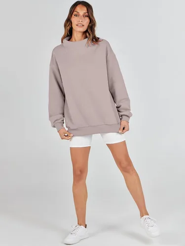 Vista 9 de ANRABESS Sudaderas de gran tamaño para mujer, cuello alto, manga larga, sudaderas con capucha para otoño, ropa 2023
