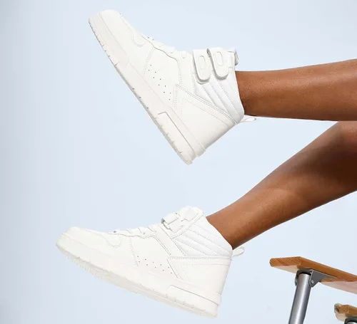 Vista 6 de LUCKY STEP Tenis de baloncesto de moda para mujer, botas de tobillo para caminar, zapatos de tenis con plataforma de gancho y bucle, zapatos