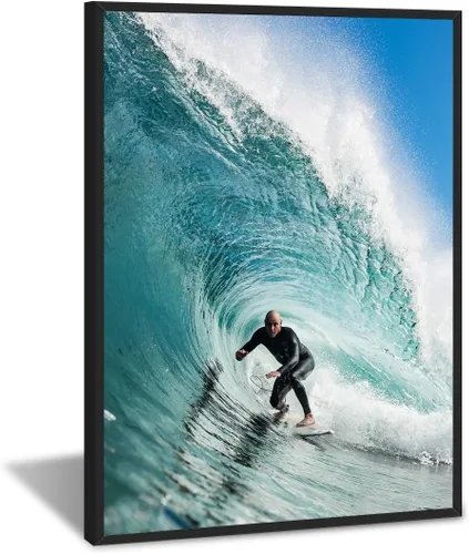 Vista 27 de Póster retro de surf fresco, arte de pared en blanco y negro, pósteres estéticos de habitación, arte de pared vintage del océano, pintura en lienzo