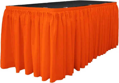 Vista 55 de LA Linen Falda de mesa de popelina de poliéster para mesas rectangulares, tela plisada para banquetes de boda, 14 pies por 29 pulgadas de largo