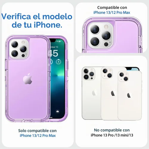 Vista 7 de ORIbox - Funda compatible con iPhone 13 Pro Max y 12 Pro Max, resistente a los golpes, anticaídas, transparente Púrpura Cristal