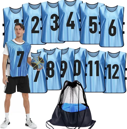 Vista 13 de Scrimmage - Chaleco de entrenamiento (12 unidades) para deportes de equipo, camisetas para adultos y jóvenes, baberos de fútbol, camisetas