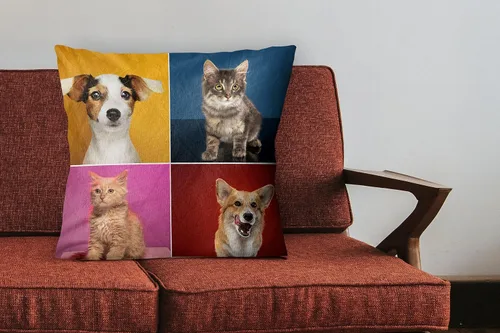 Vista 5 de Almohada fotográfica personalizada. Personalizada con imágenes para cumpleaños, aniversario y Navidad. (inserto + funda)