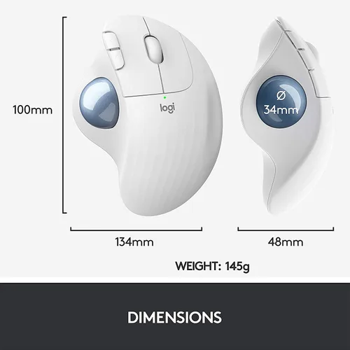 Vista 6 de Logitech Ergo M575 - Mouse inalámbrico de trackball, fácil control del pulgar, seguimiento preciso y suave, diseño ergonómico cómodo, Windows/Mac