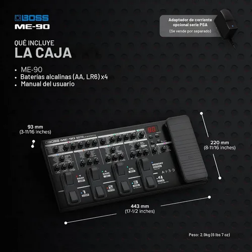Vista 6 de BOSS ME-90 Multi-efectos de guitarra Procesador de guitarra todo en uno 11 modelos de amplificador AIRD integrados 60 efectos derivados