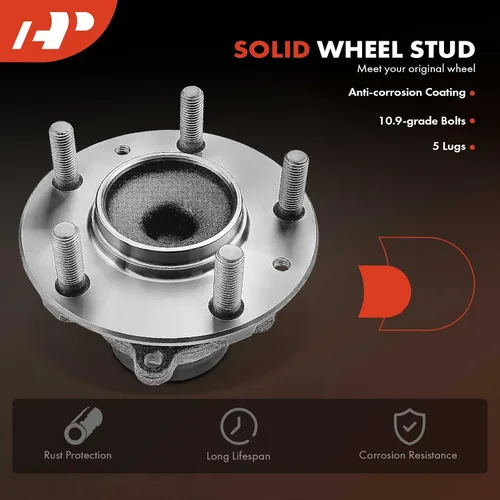 Vista 5 de A-Premium Cojinete de rueda delantera y conjunto de cubo con 5 lengüetas compatible con Mazda MX-5 Miata 2006-2015, solo ABS de 4 ruedas