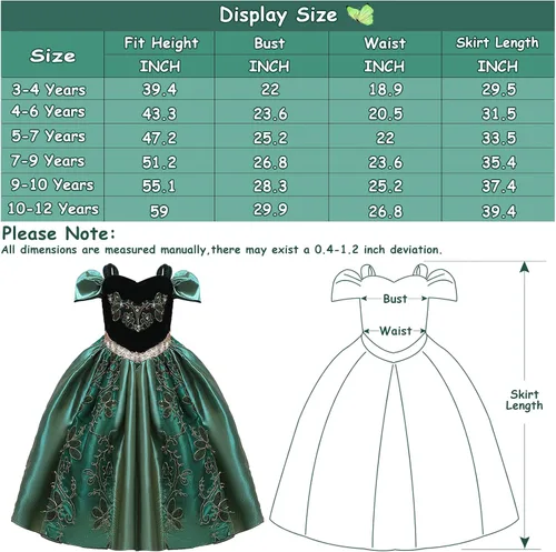 Vista 7 de guest dream Disfraz de princesa para niñas disfraz de princesa con accesorios para fiesta Halloween Navidad cosplay