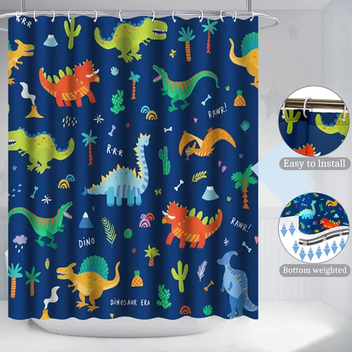 Vista 3 de Poedist Juego de 4 cortinas de ducha de baño, juegos de cortinas de baño para niños con alfombras