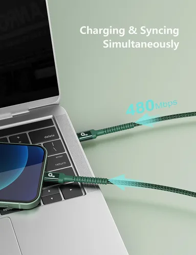 Vista 4 de Cable USB C a Lightning certificado por Apple, paquete de 2 cables de carga rápida para iPhone, tipo C Lightning para iPhone 13, 12, 11 Pro Max