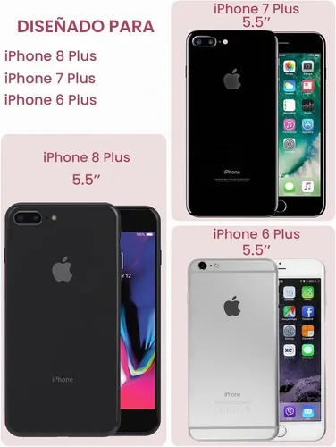 Vista 2 de Dretal Funda para iPhone 8 Plus, iPhone 7 Plus y 6 Plus, grado militar, probada contra caídas, parte trasera dura y borde suave, funda protectora