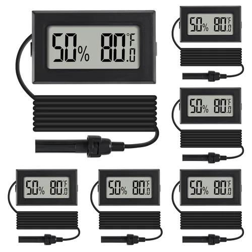 Vista 9 de Mini termómetro digital higrómetro medidor interior con sensor de sonda LCD medidor de temperatura humedad Fahrenheit medidor para incubadora reptil