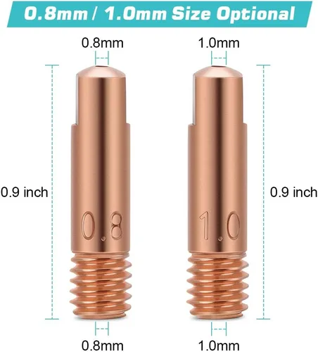 Vista 6 de 20 puntas de contacto de cobre, puntas de contacto de soldadura para consumibles de antorcha de soldadura 15AK MIG/MAG (0.039 pulgadas)