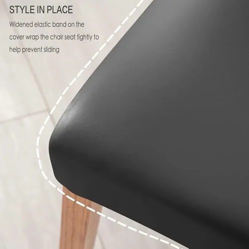 Vista 5 de Deisy Dee Fundas de cuero impermeables para sillas de comedor Parson (4, negro)