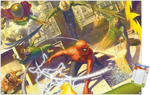 Vista 12 de Trends International Póster de Marvel Comics - Spider-Man - Battle with Sinister Six, 14.725 x 22.375 in, versión enmarcada de Barnwood
