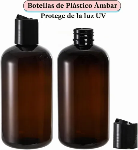 Vista 5 de Bekith Paquete de 16 botellas de plástico de 8 onzas con tapa de disco, recipientes de viaje para champú, lociones, jabón corporal líquido, cremas