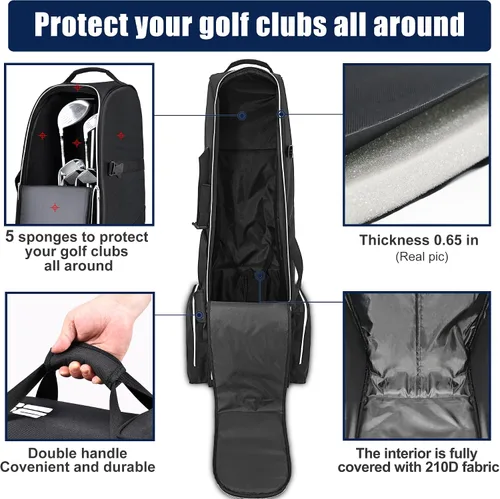 Vista 3 de Partage Golf Travel Bag with Wheels,Golf Travel Case for Airlines, 600D Heavy Duty Oxford