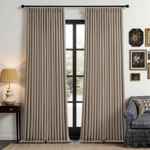 Vista 36 de Cortinas opacas de lino plisado natural de 96 pulgadas de largo