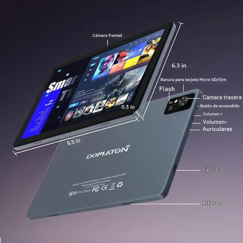 Vista 8 de DOMATON Tabletas, tableta Android de 10.1 pulgadas con 14 GB de RAM 128 GB ROM 1280 * 800 pantalla Incell, procesador octa-core batería de 7000 mAh
