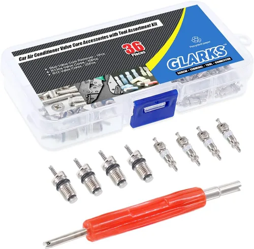 Vista 5 de Glarks 36 piezas de aire acondicionado de coche núcleo de válvula Schrader núcleos accesorios A/C R12 R134a válvula de neumático de refrigeración