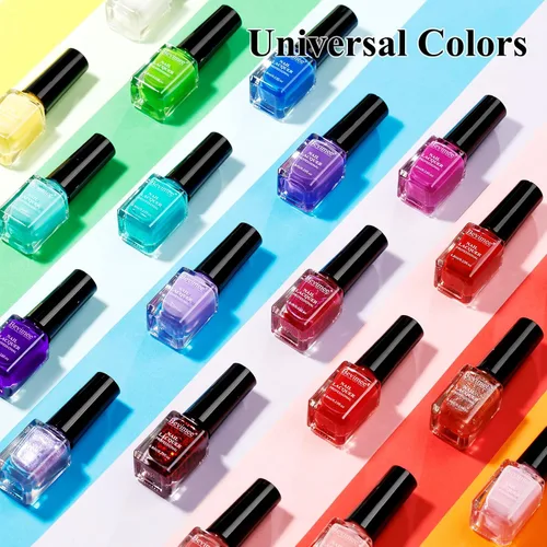 Vista 2 de Juego de esmaltes de uñas de secado rápido, 24 piezas de esmalte de uñas regular a granel blanco, nude, rosa, rojo, verde, azul, de larga duración