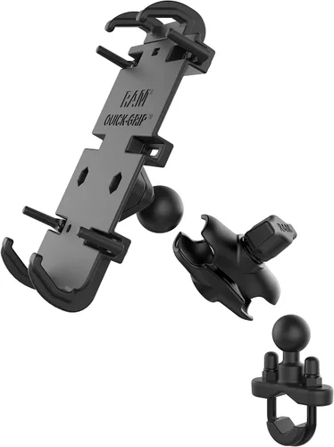 Vista 2 de RAM MOUNTS Soporte para teléfono grande Quick-Grip con base de perno en U para manillar RAM-B-149Z-A-PD4U con brazo corto para motocicleta, ATV/UTV