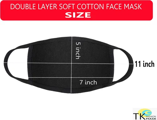 Vista 2 de Máscara facial negra de algodón suave, cómoda, lavable, reutilizable, transpirable, estirable