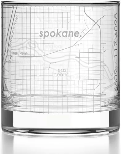 Vista 32 de Well Told Vaso de rocas grabado con mapa de Akron, Ohio, cristalería estilo antiguo (325ml, transparente) Vaso de bourbon grabado, regalos