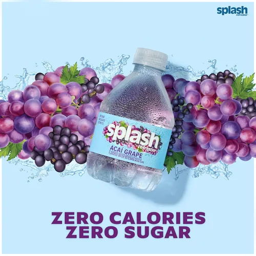 Vista 3 de SPLASH REFRESHER - Agua saborizada con sabor a uva Acai, 8 onzas líquidas, paquete de botellas de plástico de 12