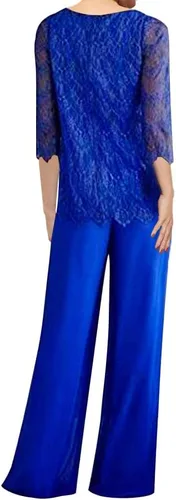 Vista 2 de 2 Piece Mother of The Bride Dresses Pant Suits Lace Evening Formal Dress Chiffon Wedding Guest Groom Dress Women's