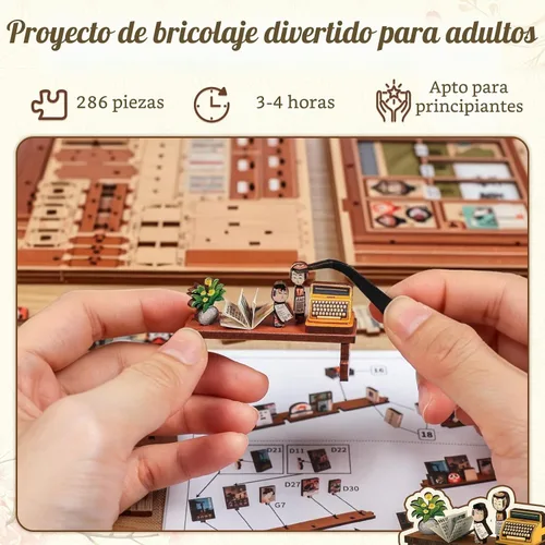 Vista 7 de Fsolis Kit de rincón de libro japonés - Kit de casa en miniatura de bricolaje