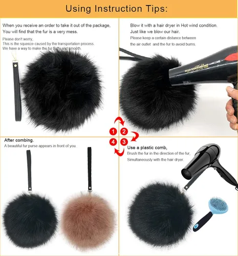 Vista 6 de FHQHTH Faux Fur Purse Fashion Clutch Handbag Shoulder Vintage Evening Bags for Women