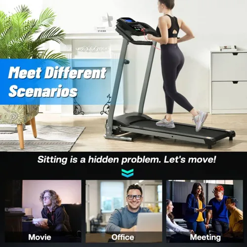 Vista 3 de Cinta de correr plegable para el hogar con inclinación, plegable para entrenamiento, máquina eléctrica para caminar, 15 programas preestablecidos