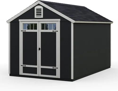 Vista 4 de Handy Home Products Greenbriar - Cobertizo de almacenamiento de 8 x 10 con piso, no incluye pintura ni tejas para techos