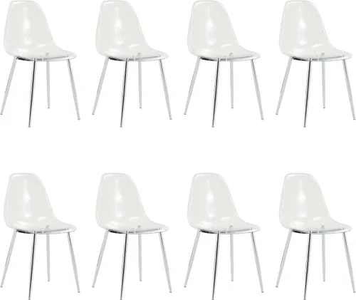 Vista 12 de Baysitone Juego de 4 sillas de comedor transparentes, sillas modernas de cocina con asiento transparente, sillas laterales de acento acrílico
