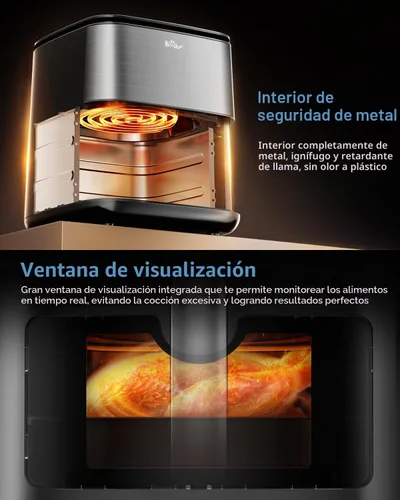 Vista 4 de Bear - Freidora de aire de 6.3 cuartos de galón, pantalla táctil inteligente, 4D Turbo Crisp y ventana de vapor 4D Turbo Crisp for extra-crispy