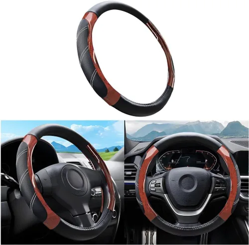 Vista 7 de Mandark Funda para volante de automóvil, de piel de microfibra antideslizante de 15 pulgadas, protector de volante de vehículo, accesorios