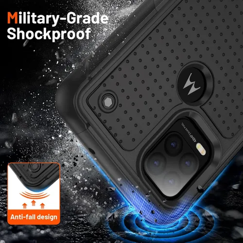 Vista 7 de Jeylly para Moto G Stylus 5G 2021 Funda con [2 Pack] Protector de Pantalla de Vidrio Templado, Protección Grado Militar Anti-Arañazos, Funda A