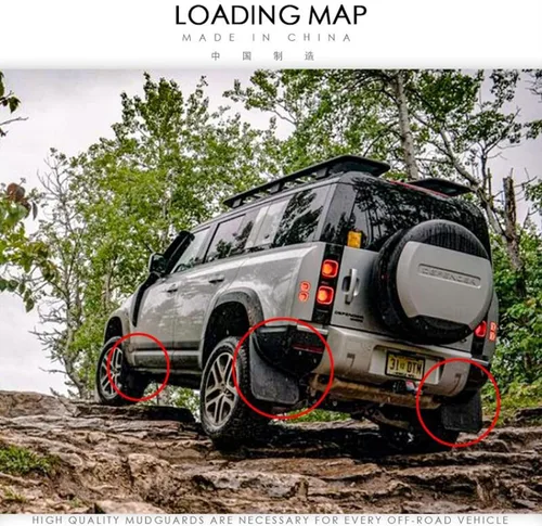 Vista 5 de YIWANG 4 unids/set guardabarros de coche guardabarros aletas de barro protectores contra salpicaduras para Land Rover Defender 110 2020 2021