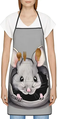 Vista 3 de Grey Rat Men'S And Women'S Chef Apron, 28.3 X 20.4 Inches (Approx. 72 X 52 Cm), &*Adjustable Kitchen Cooking Apron.