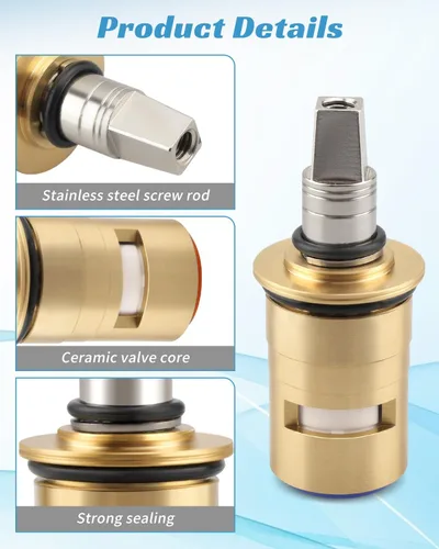 Vista 3 de Kit de cartucho de grifo de cerámica de 1/4 vueltas para agua fría y caliente Reemplazar 1-099XKJKABNF 1-100XKJKABNF Construcción duradera de latón