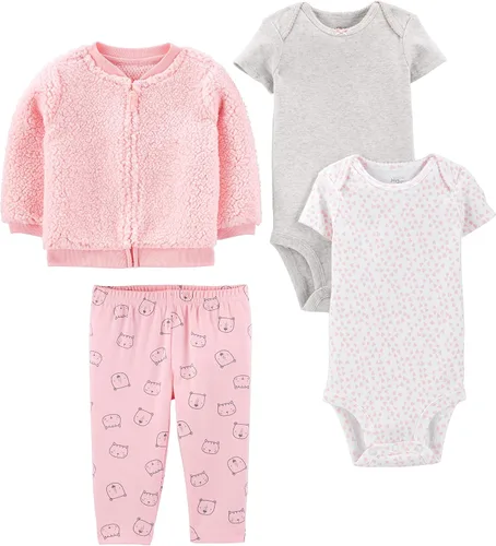 Vista 7 de Simple Joys by Carter's Conjunto de chaqueta, pantalón y body de 4 piezas para bebés niñas Puntos negros/unicornio verde menta/copo de nieve